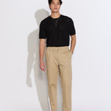 DILLON | classic straight pleated trouser | khaki