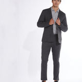 Gustave Herringbone Knit Blazer (Charcoal/Gray)