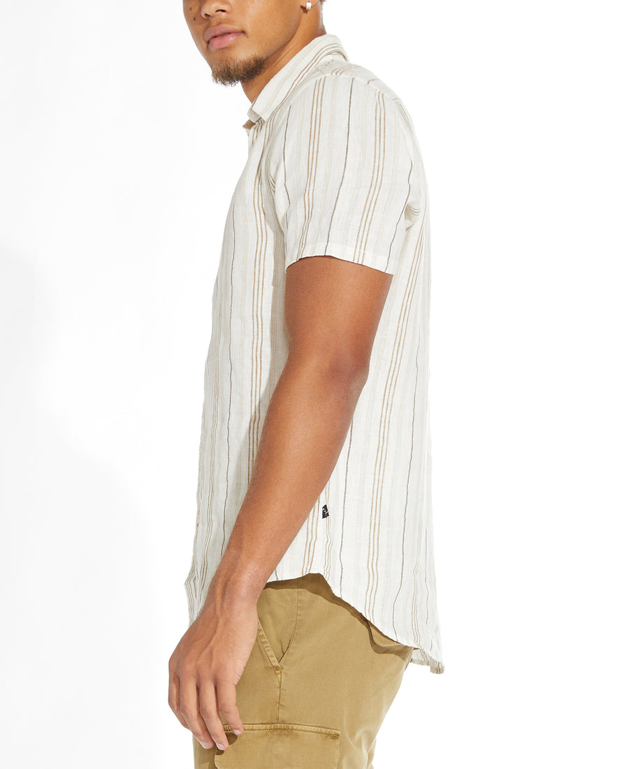 Calico Short Sleeve Shirt (White/Khaki)