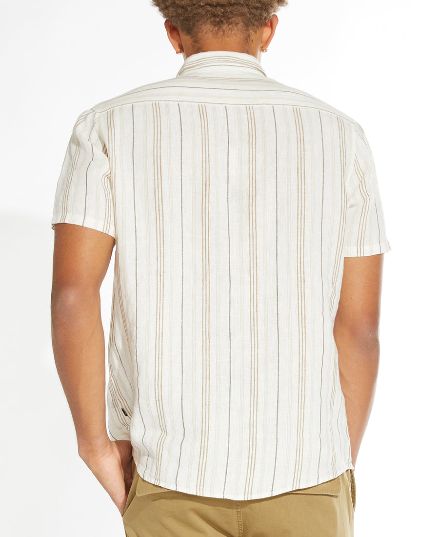 Calico Short Sleeve Shirt (White/Khaki)