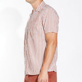 BARNUM | striped seersucker resort shirt | rust