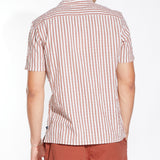 BARNUM | striped seersucker resort shirt | rust