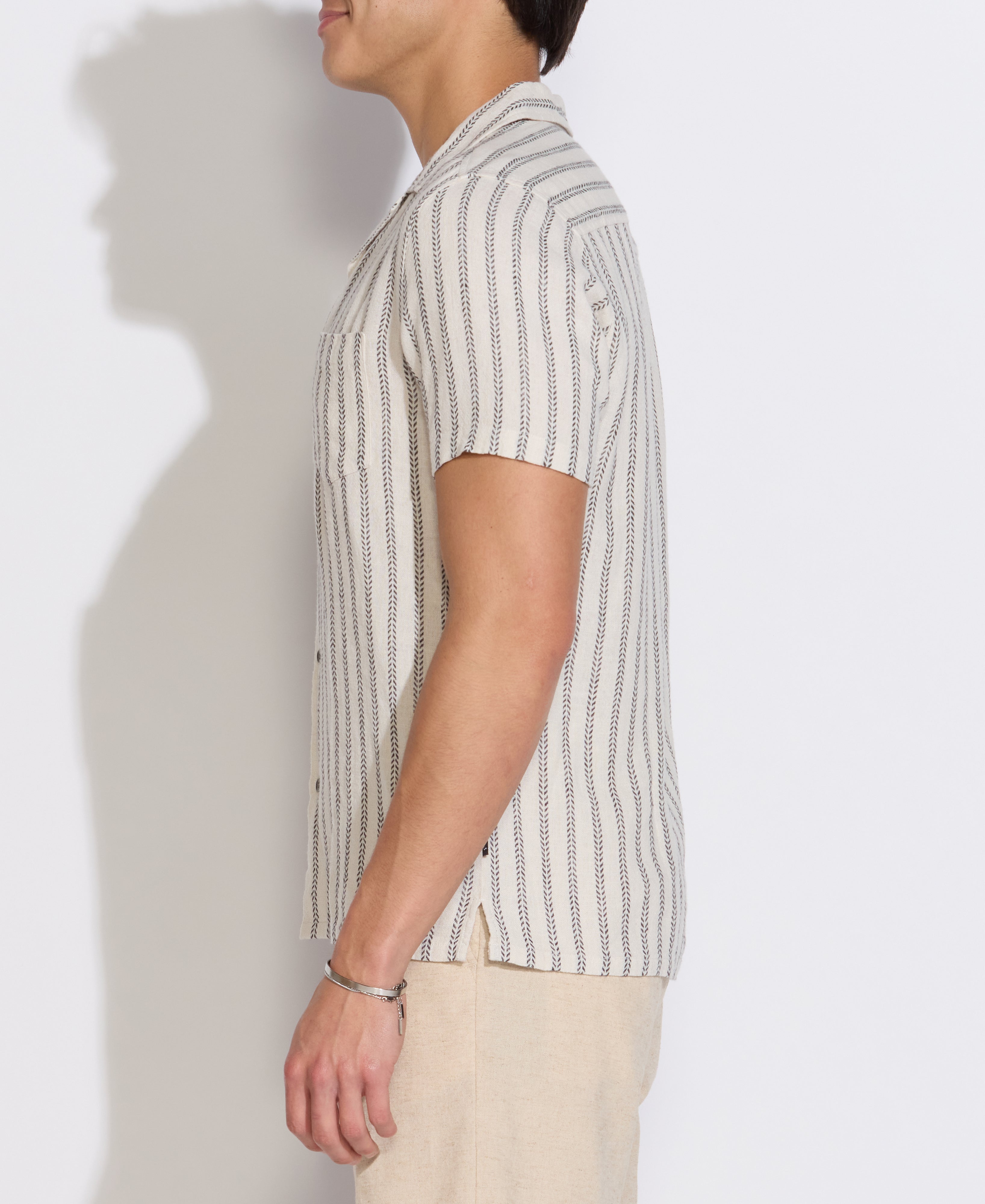 TRIPOLI | relaxed fit striped resort shirt | natural