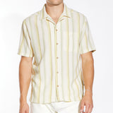 CORFU | relaxed fit striped woven shirt | sage