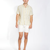 CORFU | relaxed fit striped woven shirt | sage