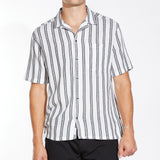 VOLOS | relaxed fit striped woven shirt | white/black