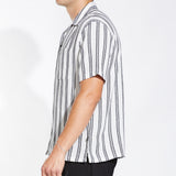 VOLOS | relaxed fit striped woven shirt | white/black