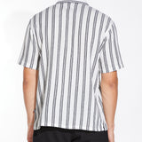 VOLOS | relaxed fit striped woven shirt | white/black