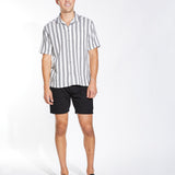 VOLOS | relaxed fit striped woven shirt | white/black