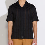 EMILIO | relaxed fit jacquard resort shirt | black