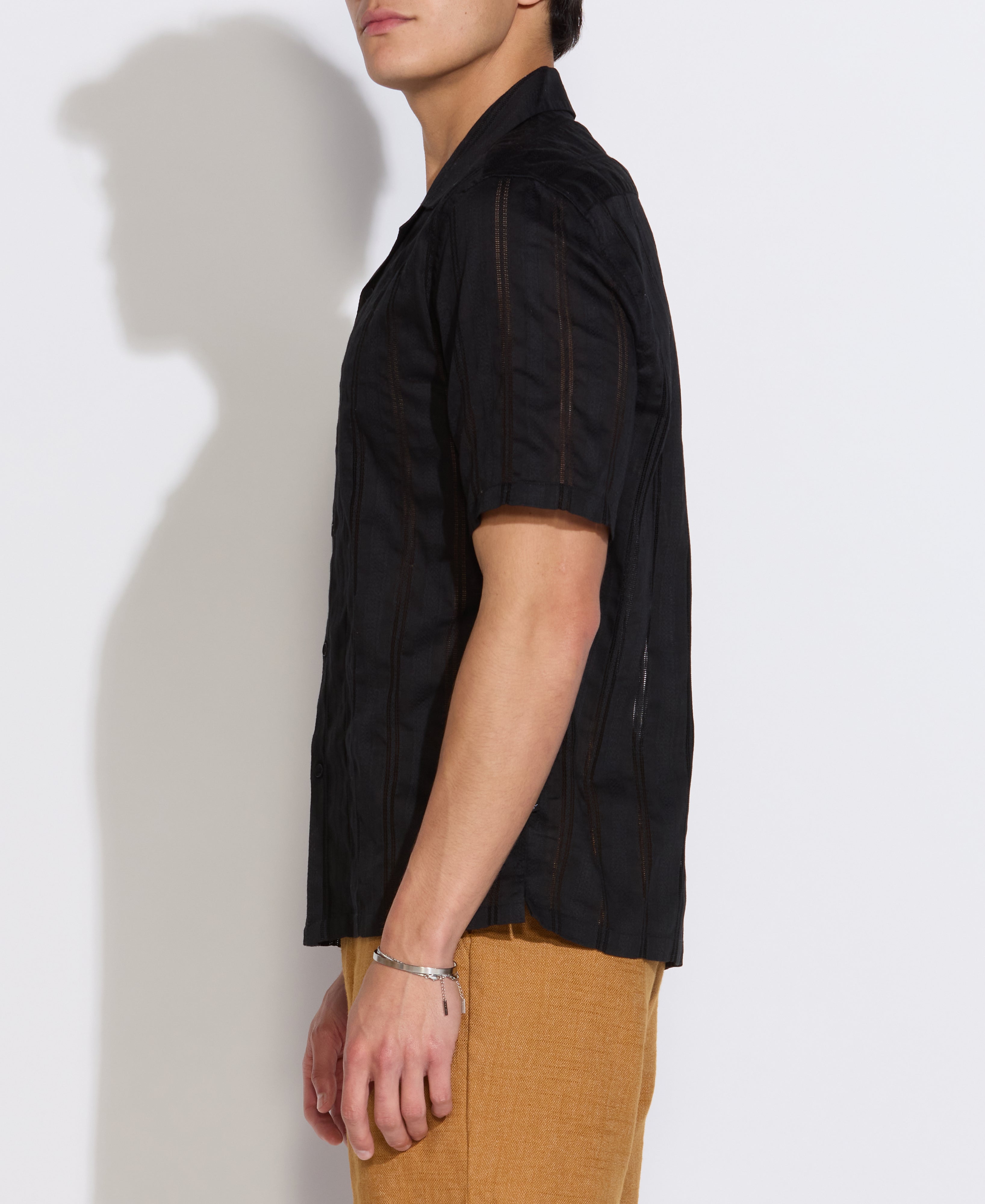 EMILIO | relaxed fit jacquard resort shirt | black