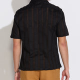 EMILIO | relaxed fit jacquard resort shirt | black