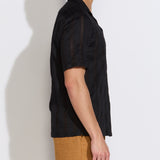EMILIO | relaxed fit jacquard resort shirt | black
