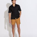 EMILIO | relaxed fit jacquard resort shirt | black