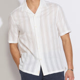 EMILIO | relaxed fit jacquard resort shirt | white