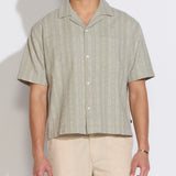 TABUK | boxy crop fit striped resort shirt | dusty green