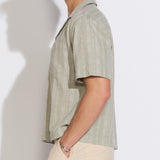 TABUK | boxy crop fit striped resort shirt | dusty green