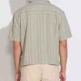 TABUK | boxy crop fit striped resort shirt | dusty green