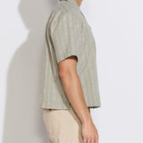 TABUK | boxy crop fit striped resort shirt | dusty green