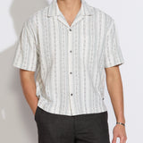 TABUK | boxy fit striped resort shirt | white