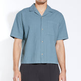 MATTIA | boxy crop fit resort shirt | dusty blue