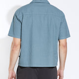 MATTIA | boxy crop fit resort shirt | dusty blue