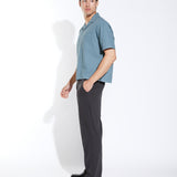 MATTIA | boxy crop fit resort shirt | dusty blue