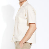 MATTIA | boxy crop fit resort shirt | natural