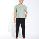 MATTIA | boxy crop fit resort shirt | sage
