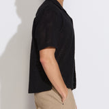 VALENCIA | boxy fit eyelet resort shirt | black