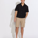 VALENCIA | boxy fit eyelet resort shirt | black