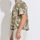 WILSON | boxy fit embroidered appliqué resort shirt | olive