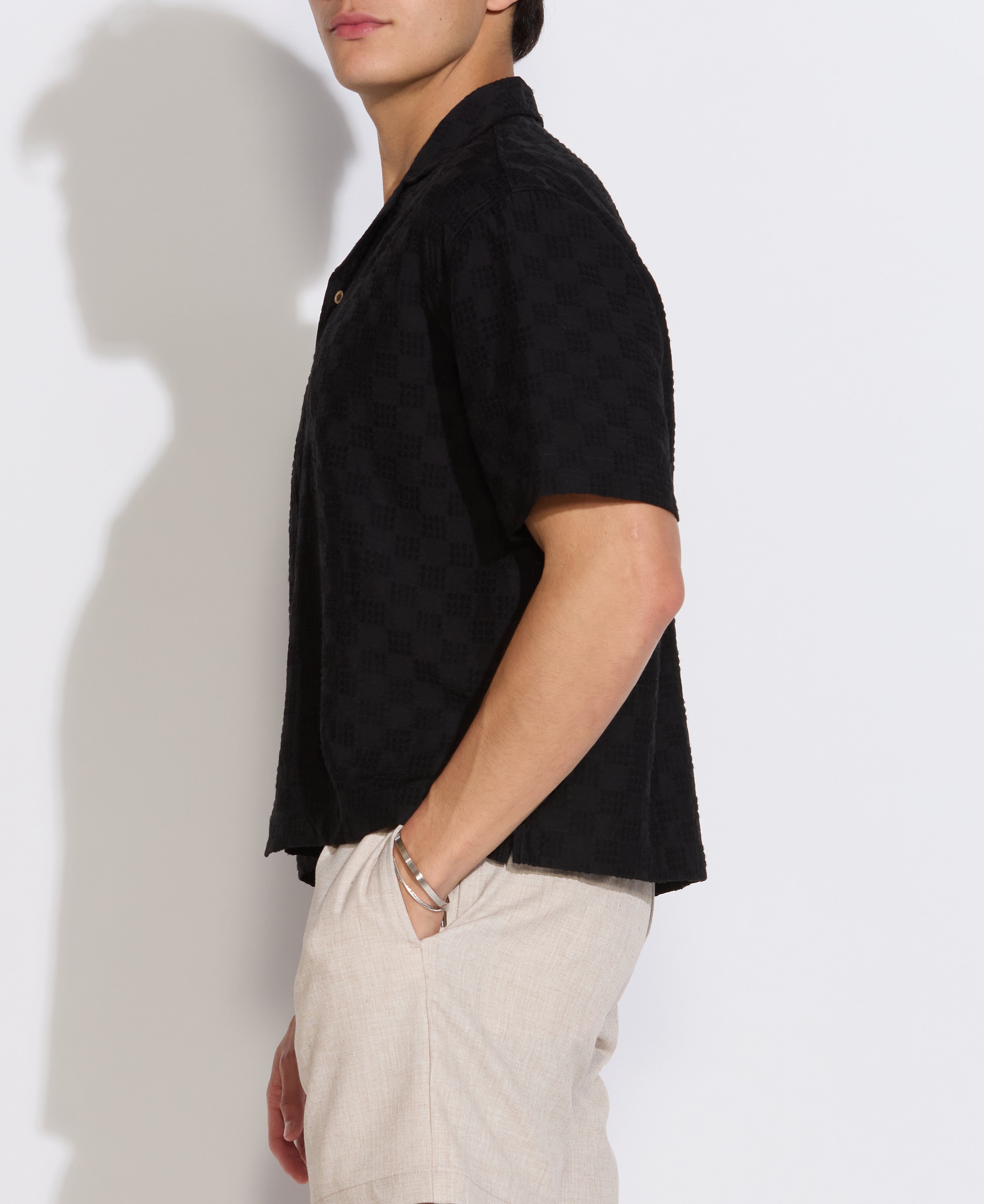 MERIDA | boxy fit resort shirt | black