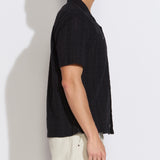 PALOMINO | relaxed fit embroidered resort shirt | black