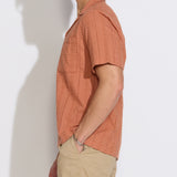 PALOMINO | relaxed fit embroidered resort shirt | rust