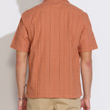 PALOMINO | relaxed fit embroidered resort shirt | rust