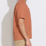 PALOMINO | relaxed fit embroidered resort shirt | rust