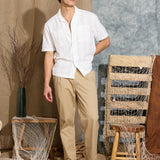 PALOMINO | relaxed fit embroidered resort shirt | ivory