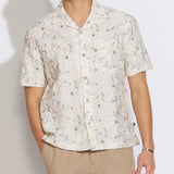 ZANZIBAR | relaxed fit embroidered appliqué resort shirt | sage