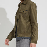 Mabel Suede Trucker Jacket (Olive)