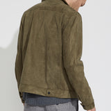 Mabel Suede Trucker Jacket (Olive)