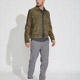 Mabel Suede Trucker Jacket (Olive)