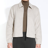 RENOIR | cropped zip trucker jacket | light taupe