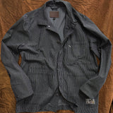 CARNEGIE | oversized fit railroad stripe chore coat | black/sand