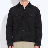TETON | relaxed fit sueded trucker jacket | black