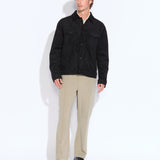 TETON | relaxed fit sueded trucker jacket | black