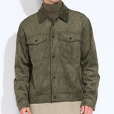 TETON | relaxed fit sueded trucker jacket | dark olive