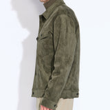 TETON | relaxed fit sueded trucker jacket | dark olive