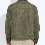 TETON | relaxed fit sueded trucker jacket | dark olive