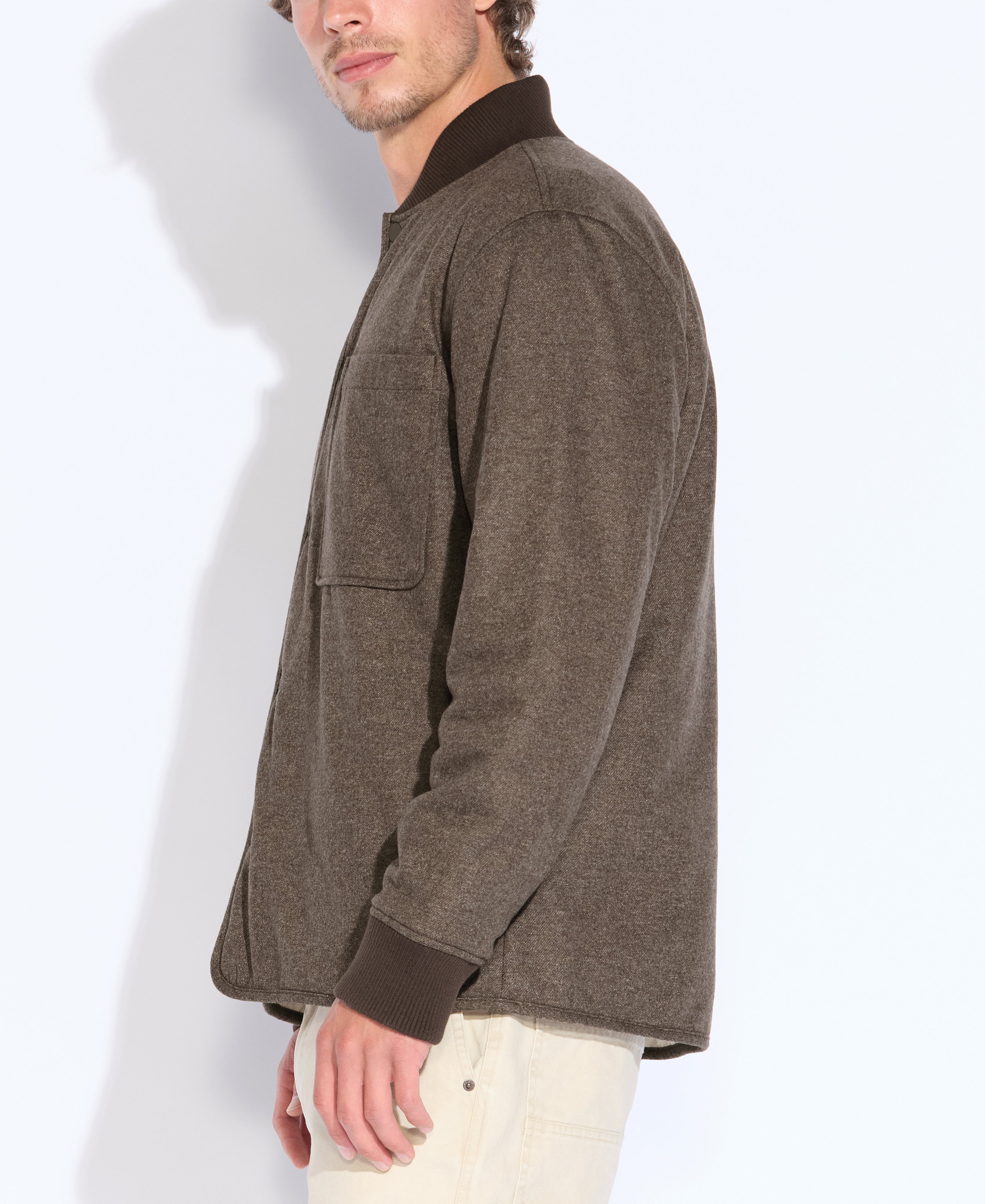 ALDERLEY | relaxed fit reversible liner jacket | heather espresso